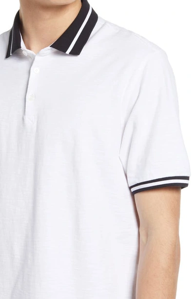 Shop Good Man Brand Match Point Tipped Slub Short Sleeve Polo In White