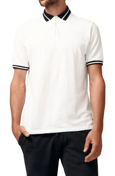 Shop Good Man Brand Match Point Tipped Slub Short Sleeve Polo In White
