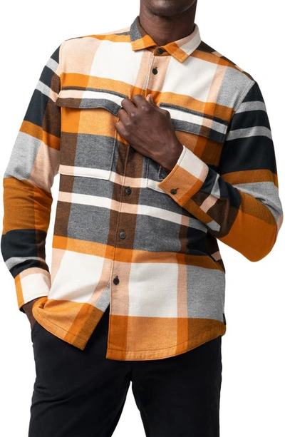 Shop Good Man Brand Stadium Shirt Jacket In Orange Plaid