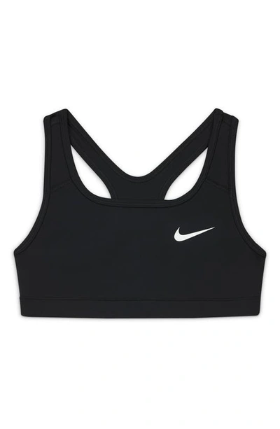 Shop Nike Dri-fit Swoosh Sports Bra In Black/ White