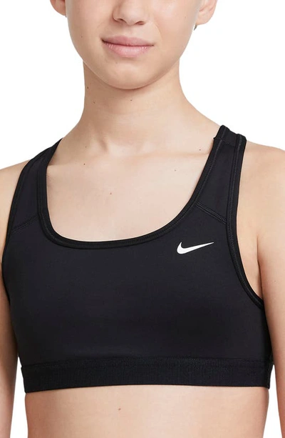 Shop Nike Dri-fit Swoosh Sports Bra In Black/ White