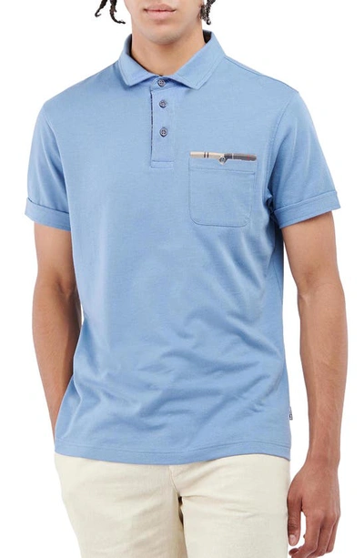 Shop Barbour Corpatch Polo Shirt In Force Blue