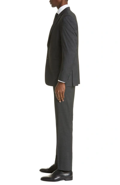 Shop Canali Siena Soft Textured Stretch Wool Suit In Charcoal