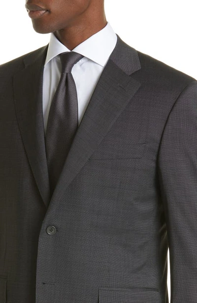 Shop Canali Siena Soft Textured Stretch Wool Suit In Charcoal