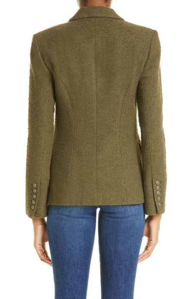 Shop L Agence Kenzie Double Breasted Bouclé Blazer In Ivy Green