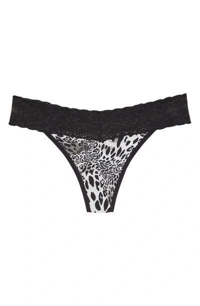 Shop Natori Bliss Perfection Thong In Black Luxe Leopard Print