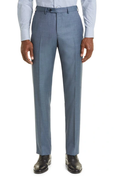 Shop Emporio Armani G-line Virgin Wool Suit In Solid Light Blue