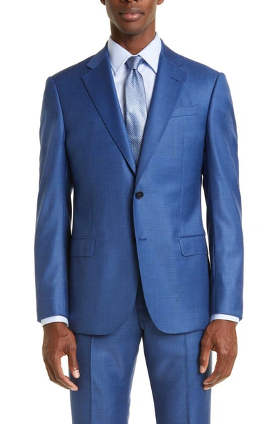 Shop Emporio Armani G-line Trim Fit Solid Wool Suit In Blue