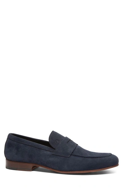 Shop Gordon Rush Cartwright Penny Loafer In Navy Suede