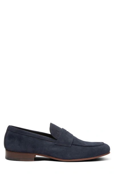 Shop Gordon Rush Cartwright Penny Loafer In Navy Suede