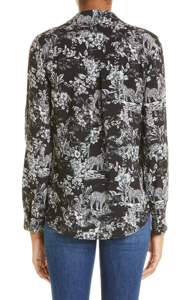Shop L Agence Holly Floral Print Long Sleeve Button-up Blouse In Black/ White