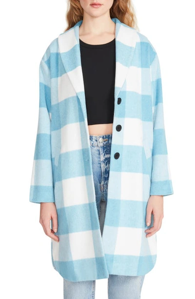 Shop Bb Dakota By Steve Madden Berries And Cream Buffalo Check Coat In Pale Blue Check