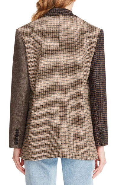 Bb Dakota By Steve Madden Late Night Show Mixed Plaid Blazer In Brown Plaid Mix