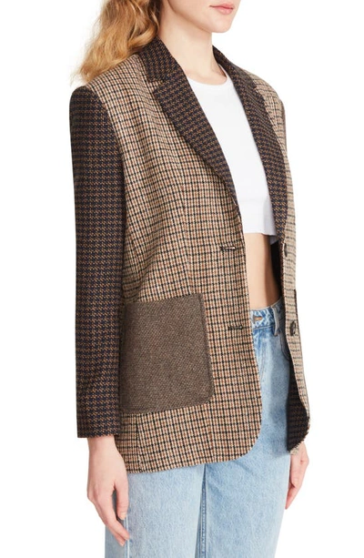 Bb Dakota By Steve Madden Late Night Show Mixed Plaid Blazer In Brown Plaid Mix
