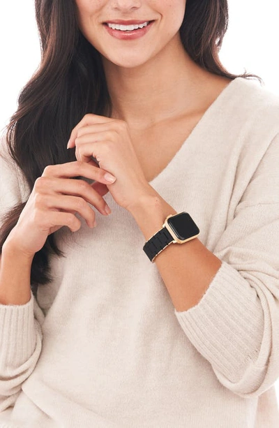 Michele Apple Watch Black Silicone With Gold-tone Wrapped Interchangeable Bracelet, 38-42mm In Black/gold