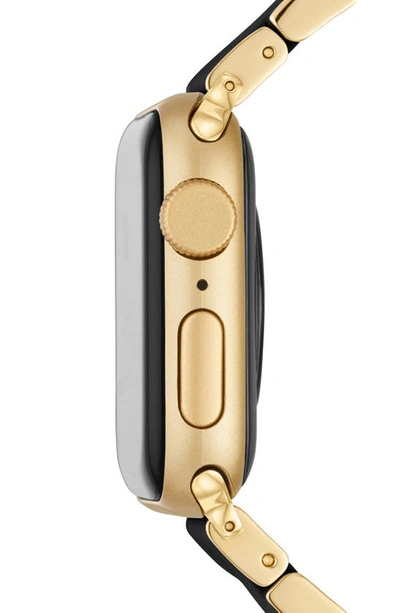 Michele Apple Watch Black Silicone With Gold-tone Wrapped Interchangeable Bracelet, 38-42mm In Black/gold