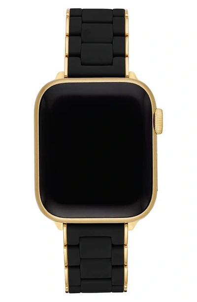 Michele Apple Watch Black Silicone With Gold-tone Wrapped Interchangeable Bracelet, 38-42mm In Black/gold