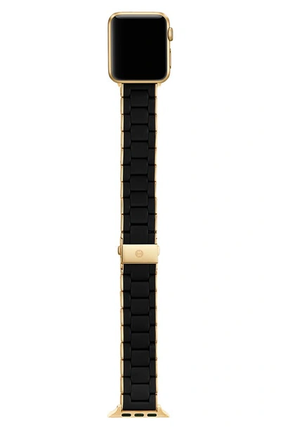 Michele Apple Watch Black Silicone With Gold-tone Wrapped Interchangeable Bracelet, 38-42mm In Black/gold