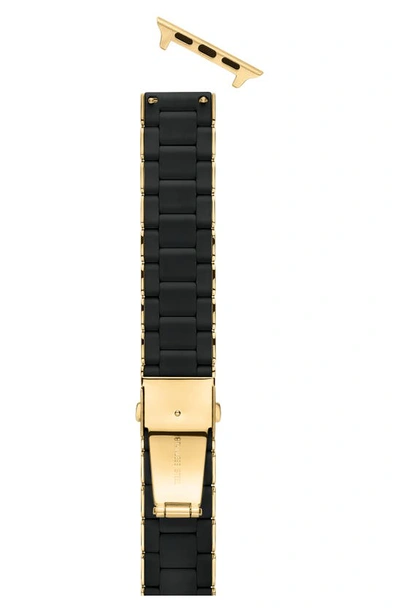 Michele Apple Watch Black Silicone With Gold-tone Wrapped Interchangeable Bracelet, 38-42mm In Black/gold