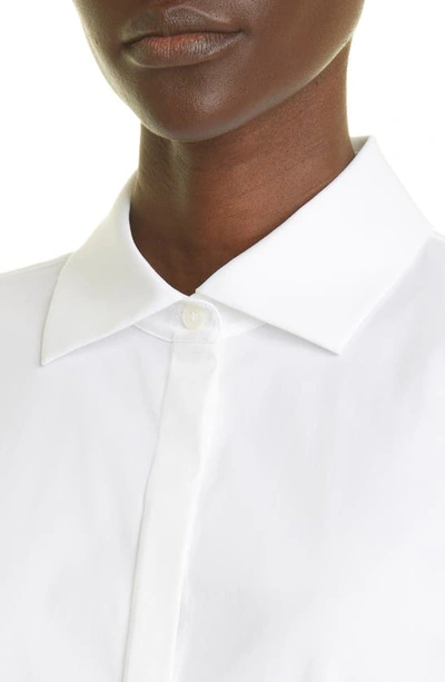 Shop Lafayette 148 Hayward Stretch Cotton Blend Shirt In White