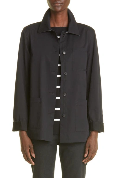 Lafayette 148 Amaris Stretch Cotton Twill Jacket In Black