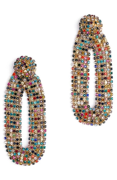 Shop Deepa Gurnani Shyna Crystal Drop Earrings In Multi
