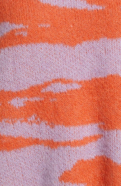 Shop Allsaints Tiga Abstract Stripe V-neck Sweater In Lilac/ Orange