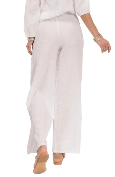 Everyday Ritual Riley Slit Wide-leg Cotton Gauze Pants In White