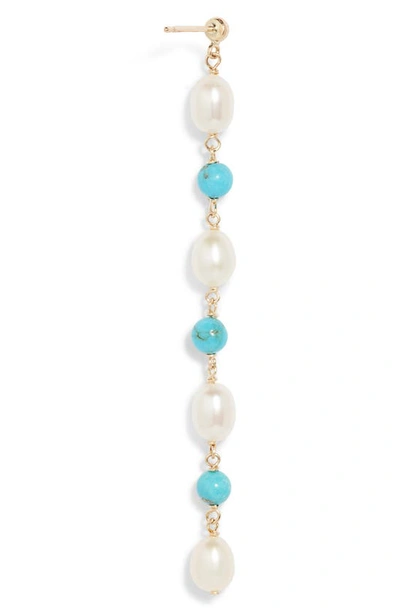 Shop Poppy Finch Baroque Pearl & Turquoise Drop Earrings In 14kyg