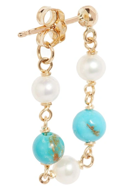 Shop Poppy Finch Turquoise & Pearl Wraparound Hoop Earrings In 14kyg