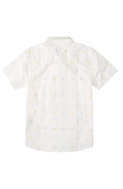 Shop Quiksilver Kids' Watch Your Back Short Sleeve Cotton Button-up Shirt In White