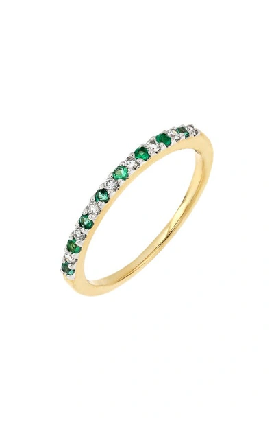 Shop Bony Levy El Mar Gemstone & Diamond Stacking Ring In 18k Yellow Gold - Emerald