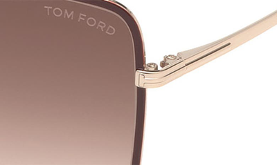 Shop Tom Ford Heather Polarized 60mm Square Sunglasses In Brown/ Gradient Brown