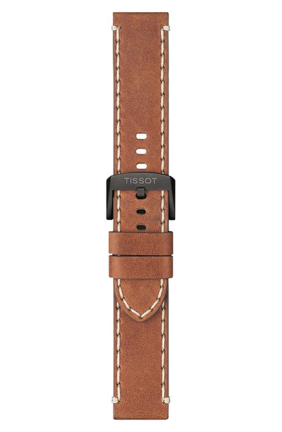 Shop Tissot Chrono Xl Leather Strap Chronograph Watch, 45mm In Brown/ Black