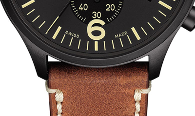 Shop Tissot Chrono Xl Leather Strap Chronograph Watch, 45mm In Brown/ Black