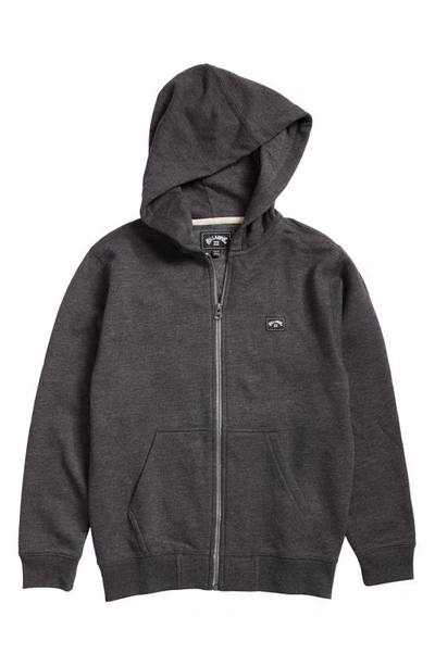 Shop Billabong Kids' All Day Organic Cotton Blend Zip Hoodie In Black