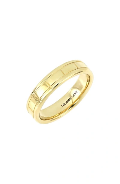 Shop Bony Levy Lined 14k Gold Ring In 14k Yellow Gold