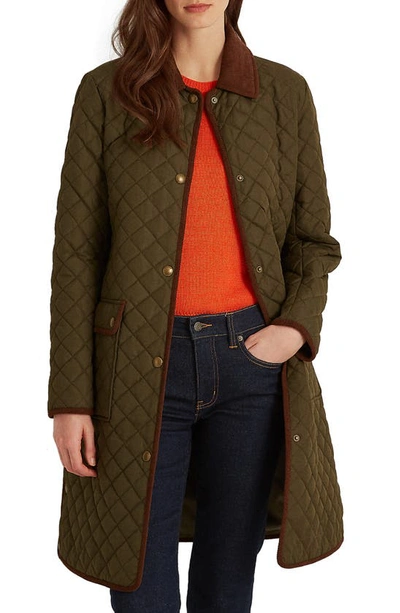 Lauren Ralph Lauren Quilted Snap Front Coat In Litchfield Loden