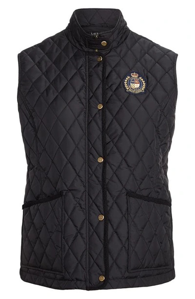 Shop Lauren Ralph Lauren Quilted Crest Vest In Black