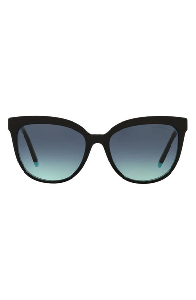 Shop Tiffany & Co 55mm Gradient Cat Eye Sunglasses In Black Blue