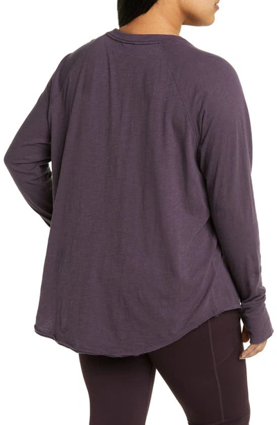Shop Zella Relaxed Washed Long Sleeve T-shirt In Purple Nebula