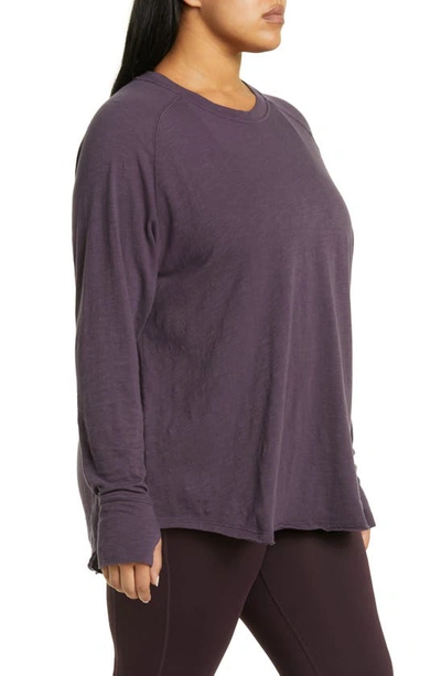 Shop Zella Relaxed Washed Long Sleeve T-shirt In Purple Nebula