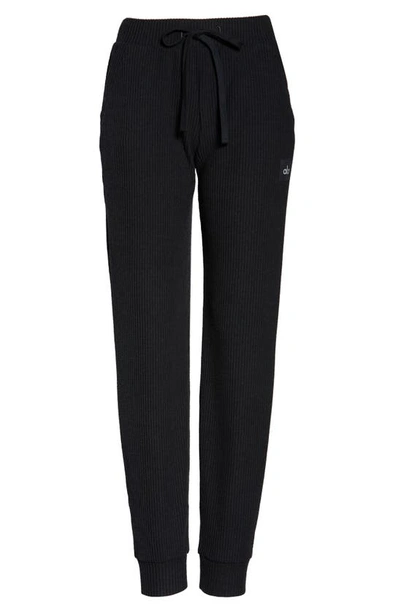 Shop Alo Yoga Muse Ribbed High Waist Sweatpants In Black