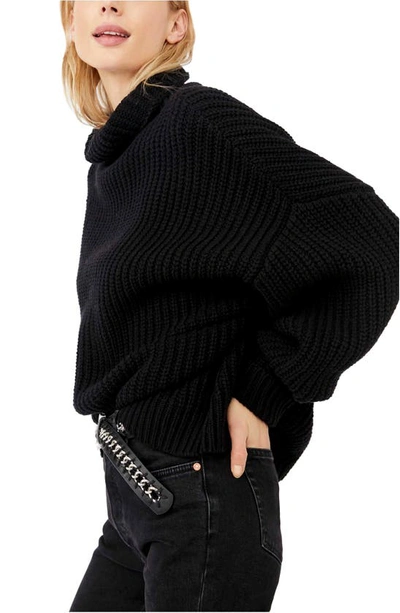 Free People Swim Too Deep Turtleneck Sweater In Black