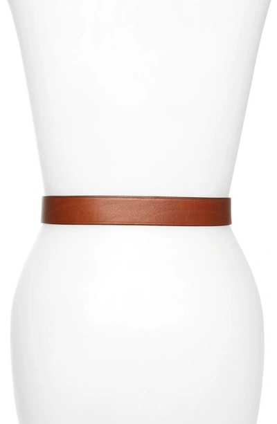 Shop Madewell Medium Perfect Leather Belt In Pecan/ Silver