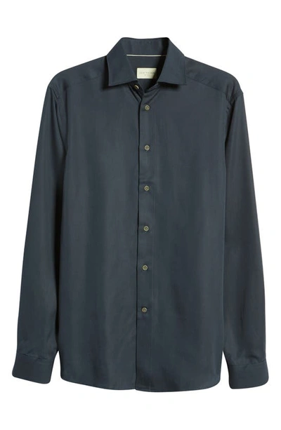 Shop Jack Victor Chambray Button-up Shirt In Navy