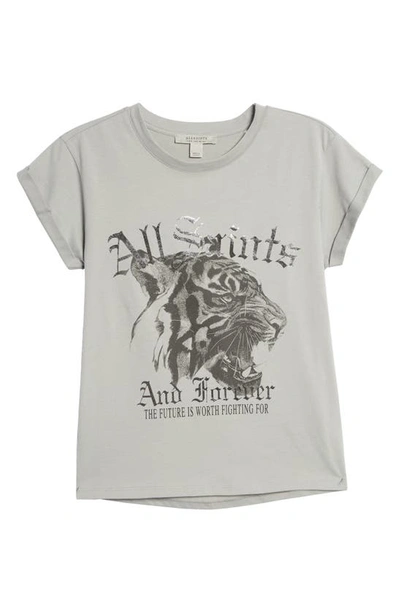 Shop Allsaints Anna Forever Tiger Cotton Graphic Tee In Cloud Burst