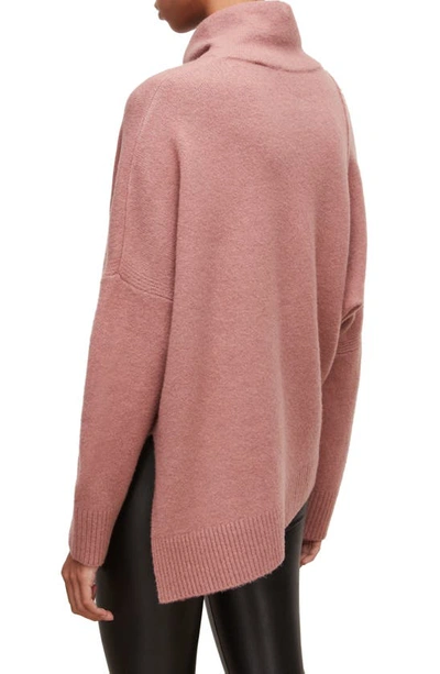 Shop Allsaints Lock Mock Neck Sweater In Smoke Pink