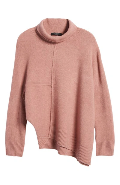 Shop Allsaints Lock Mock Neck Sweater In Smoke Pink