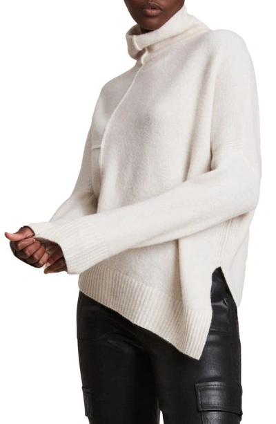 Shop Allsaints Lock Mock Neck Sweater In Chalk White